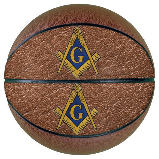 マソニックフリーメゾンズスクエアとコンパスレザー バスケットボール (正面)