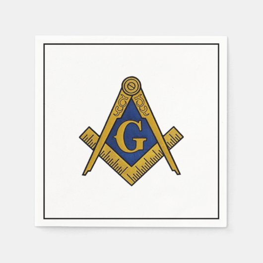 マソニックフリーメゾン石造オースクエアとコンパス スタンダードカクテルナプキン (正面)