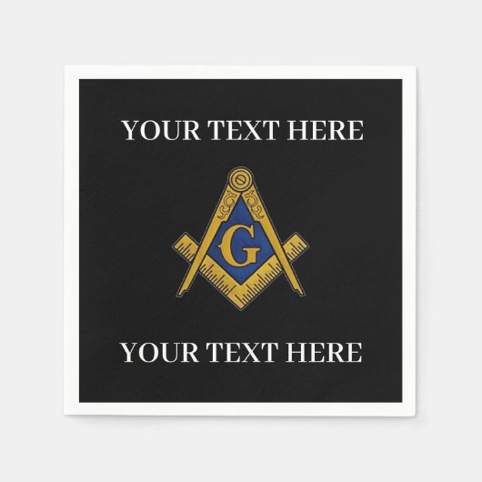 マソニックフリーメーソンスクエアとコンパスブルー スタンダードカクテルナプキン (正面)
