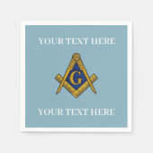 マソニックフリーメーソンスクエアとコンパスブルー スタンダードカクテルナプキン (正面)