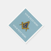 マソニックフリーメーソンスクエアとコンパスブルー スタンダードカクテルナプキン (角)