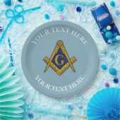 マソニックフリーメーソンスクエアとコンパスブルー ペーパープレート (パーティー)