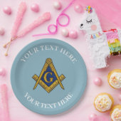 マソニックフリーメーソンスクエアとコンパスブルー ペーパープレート (パーティー)