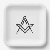 マソニックフリーメーソンスクエアとコンパスブルー ペーパープレート (正面)