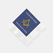 マソニックフリーメーソンスクエアとコンパスブルー 縁ありカクテルナプキン (角)