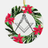 マソニックフリーメーソンメーソンリーリースポインセチア セラミックオーナメント (正面)