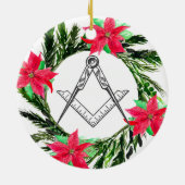 マソニックフリーメーソンメーソンリーリースポインセチア セラミックオーナメント (裏面)