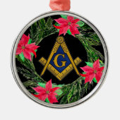 マソニックフリーメーソンメーソンリーリースポインセチア メタルオーナメント (正面)