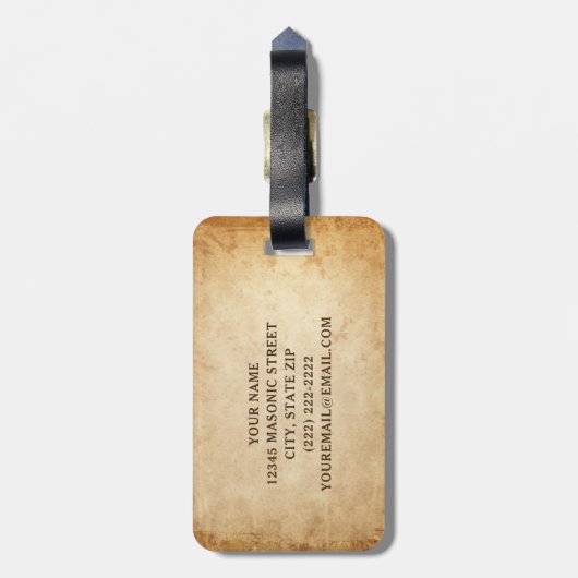 マソニック素朴ラゲッジタグ |フリーメーソンの贈り物 ラゲッジタグ (裏面縦)
