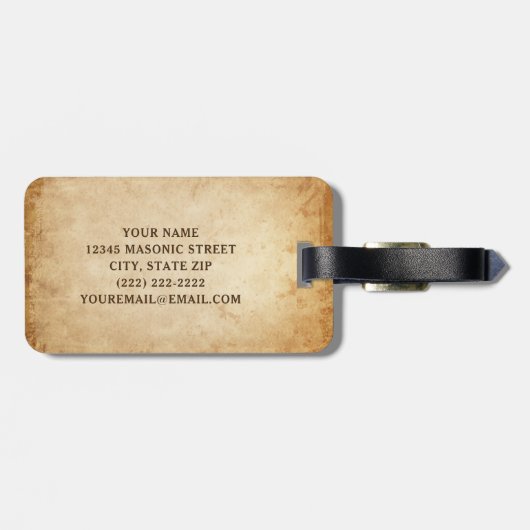 マソニック素朴ラゲッジタグ |フリーメーソンの贈り物 ラゲッジタグ (裏面横)