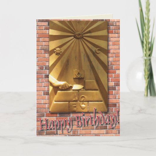 マソニック誕生日折り畳みグリーティングカード5" x 7" カード (正面)