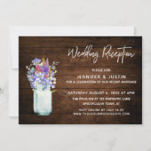 マソンジャーに生花のラスティックな結婚式の披露宴 招待状 (正面)