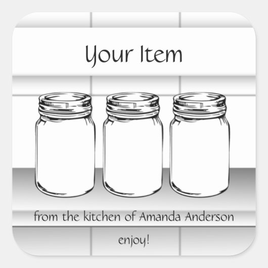 マソンジャーカスタム オリジナルアイテム モダン四角ラベル スクエアシール (正面)