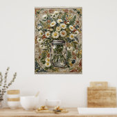 マソンジャー刺繍のデイジーと野の花の花束 ポスター (キッチン)