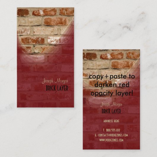 マソン、ブリックの労働者の名刺 名刺 (正面/裏面)