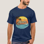 マソン レトロ サンセット 名前 デザイン Tシャツ (正面)