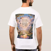 マタイによる福音書の信仰が恐怖に打ち勝つクリスチャンTシャツ Tシャツ (裏面)
