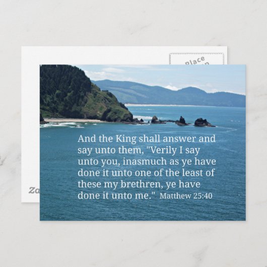 マタイによる福音書第25章40節と王は答える… ポストカード (正面/裏面)