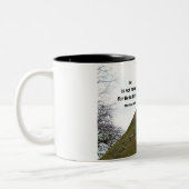 マタイによる福音書第28章6節は彼は来ない。彼は立ち上がったからである。 ツートーンマグカップ (左)