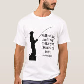 マタイによる福音書 4:19 魚人を捕る者たれ キリスト教 Tシャツ (正面)