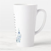 マタイによる福音書 6:34 心配しないで 水色の花の水彩画 カフェラテマグ (右)
