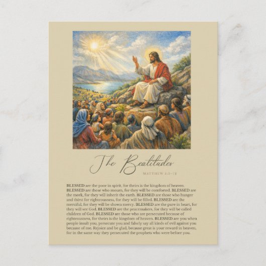 マタイの福音書5:3-12 登山の説教 八つの祝福 ポストカード (正面)
