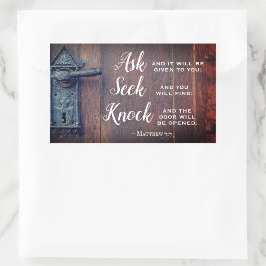 マタイの福音書7:7頼と、そのことが与えある 長方形シール (バッグ)