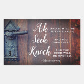 マタイの福音書7:7頼と、そのことが与えある 長方形シール (正面)