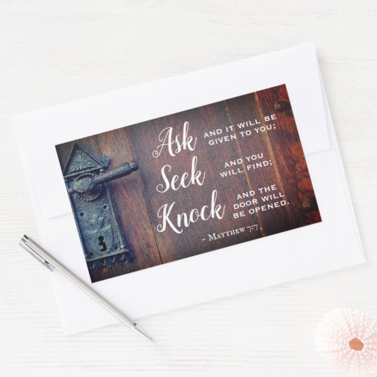 マタイの福音書7:7頼と、そのことが与えある 長方形シール (封筒)