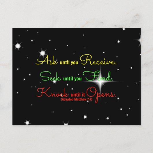 マタイの聖書頼の聖句を受け取るまで。シーク ポストカード (正面)