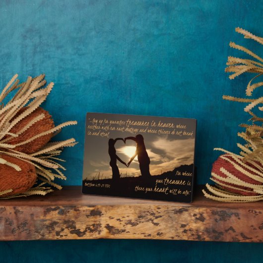 マタイ天国の宝6:19-21聖書の聖句 フォトプラーク (側面)