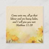 マタイ感動的11:28黄色フローラ スクエア名刺 (正面)