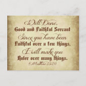 マタイ福音書 善いことなされた、良い忠実な僕よ ポストカード (正面)