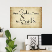 マタイ聖書の聖句すべてのことが可能である ポスター (ホームオフィス)