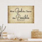 マタイ聖書の聖句すべてのことが可能である ポスター (キッチン)