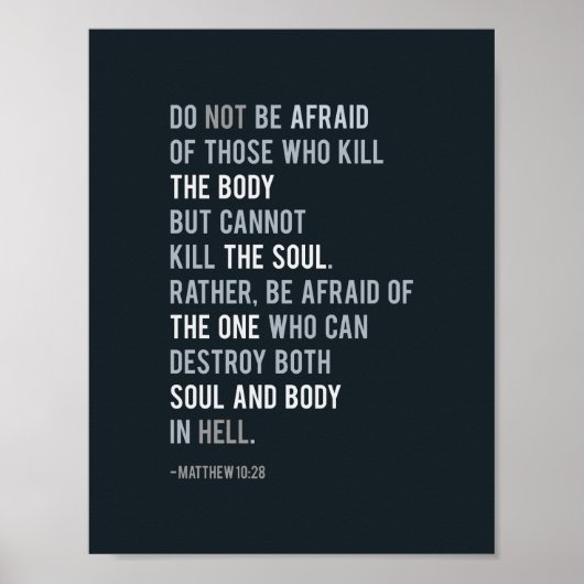 マタイ10:28キリスト教聖書聖句タイポグラフィ ポスター (正面)
