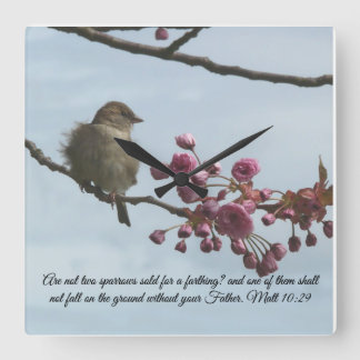 マタイ10:29聖書の聖句の壁時計 スクエア壁時計