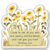 マタイ11:28ひまわりの聖句 シール (正面)