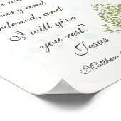 マタイ11:28よ来り疲れた者はみな私に、聖書 ポスター (角)