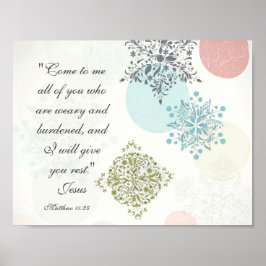 マタイ11:28よ来り疲れた者はみな私に、聖書 ポスター
