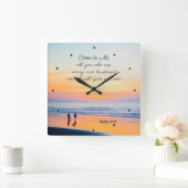 マタイ11:28よ来り、疲れた聖書である者はみな私に スクエア壁時計 (ホーム)