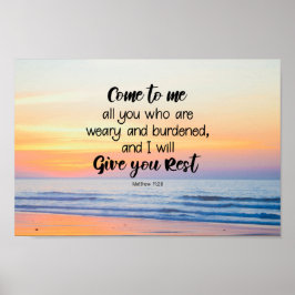 マタイ11:28よ来り、疲れた聖書である者はみな私に ポスター