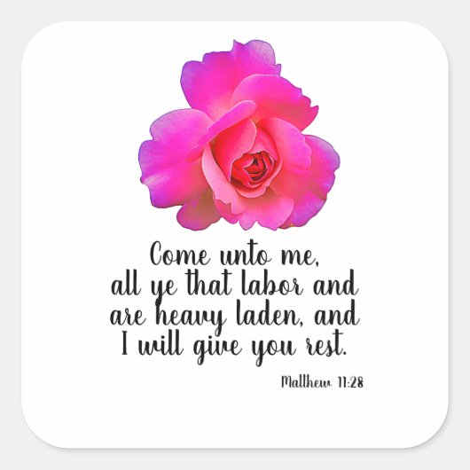 マタイ11:28わたしはあなた与えに聖書の引用文を休ませる スクエアシール (正面)