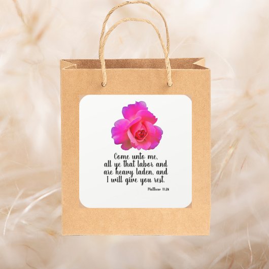 マタイ11:28わたしはあなた与えに聖書の引用文を休ませる スクエアシール