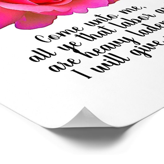 マタイ11:28わたしはあなた与えに聖書の引用文を休ませる ポスター (角)