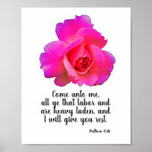 マタイ11:28わたしはあなた与えに聖書の引用文を休ませる ポスター (正面)