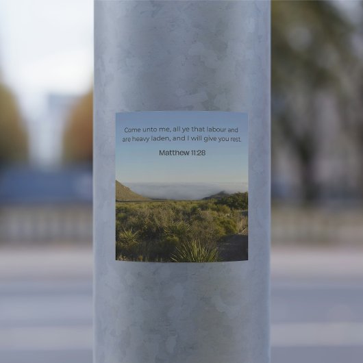 マタイ11:28ステッカー – 砂漠の信仰コレクション スクエアシール