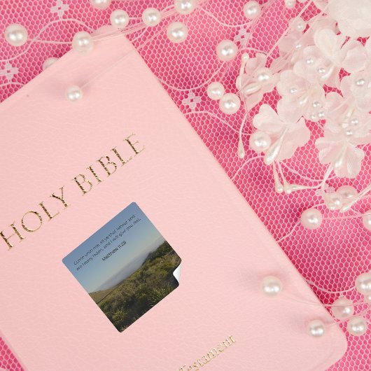 マタイ11:28ステッカー – 砂漠の信仰コレクション スクエアシール