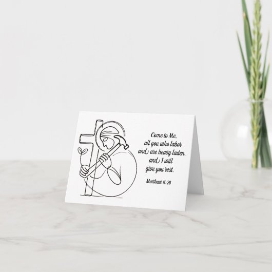 マタイ11:28労働する者すべて聖なる書物、 経典 カード (正面)