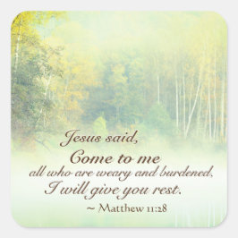 マタイ11:28来よ、私はあなた与えを休める スクエアシール